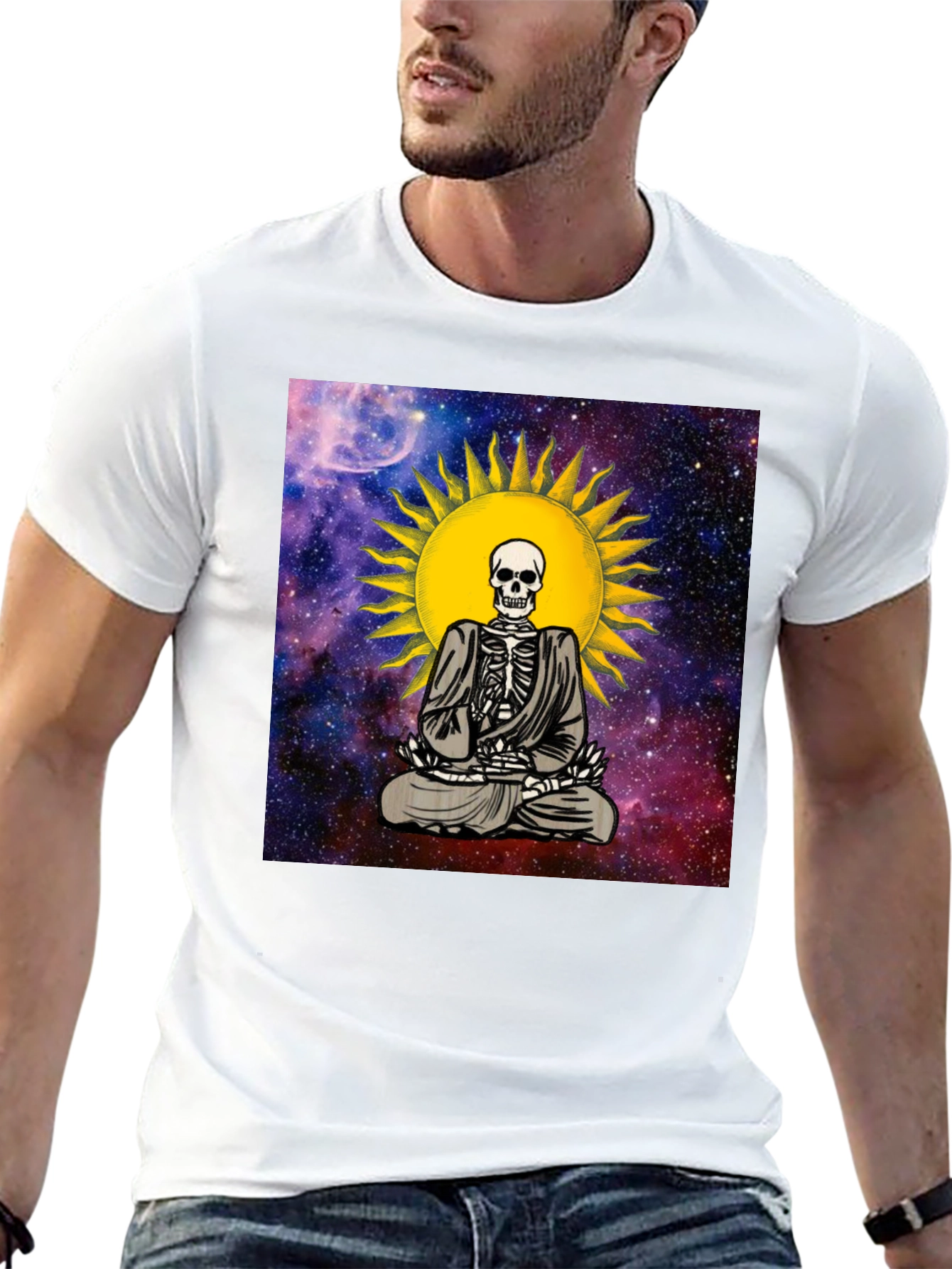Meditating Skeleton Graphic T-Shirt