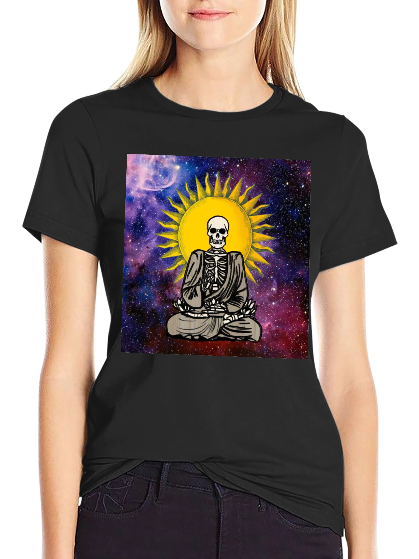 Meditating Skeleton Graphic T-Shirt