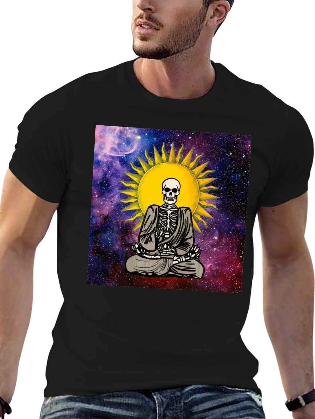 Meditating Skeleton Graphic T-Shirt