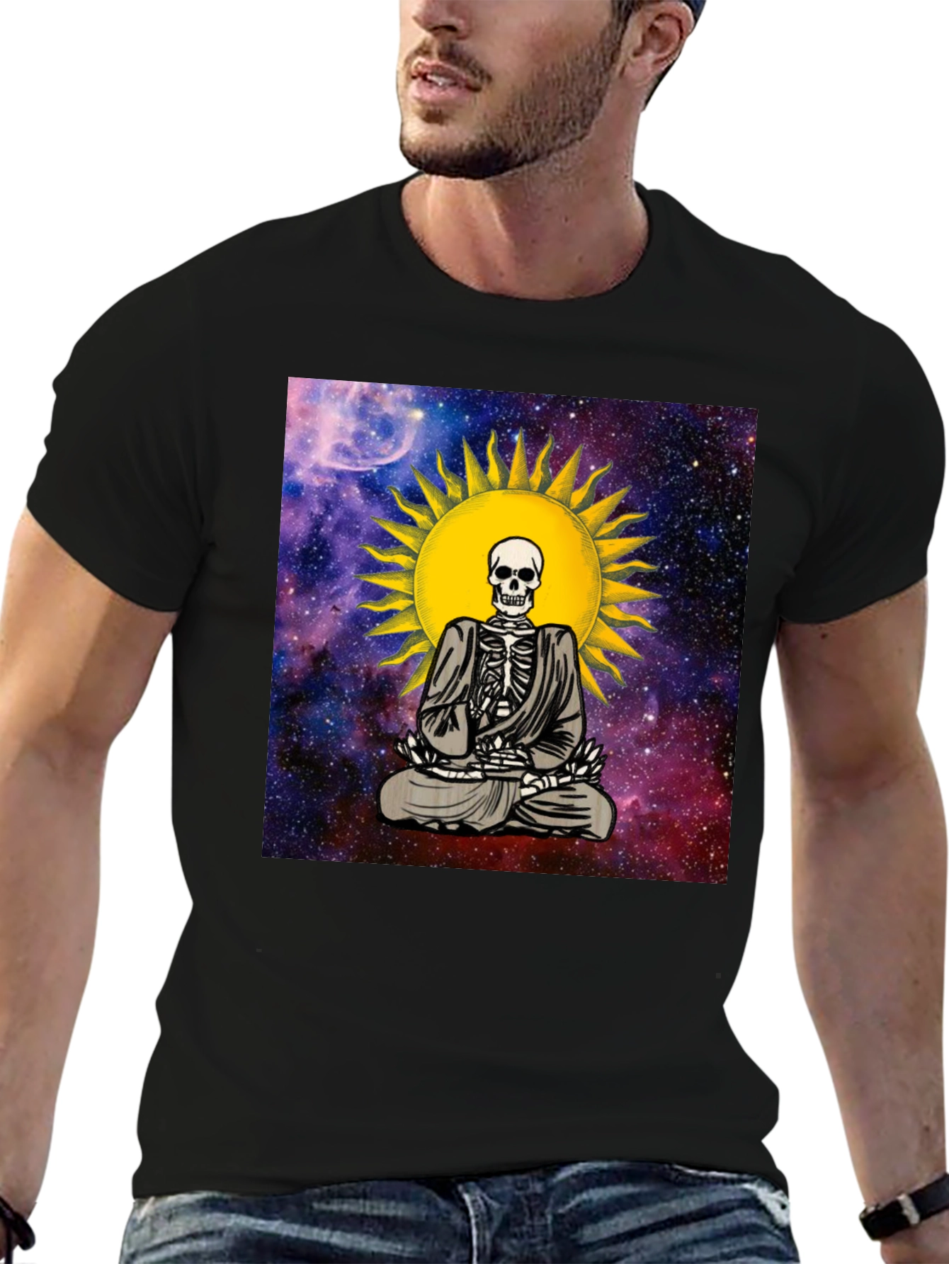 Meditating Skeleton Graphic T-Shirt