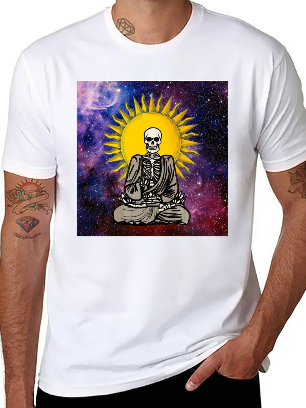 Meditating Skeleton Graphic T-Shirt