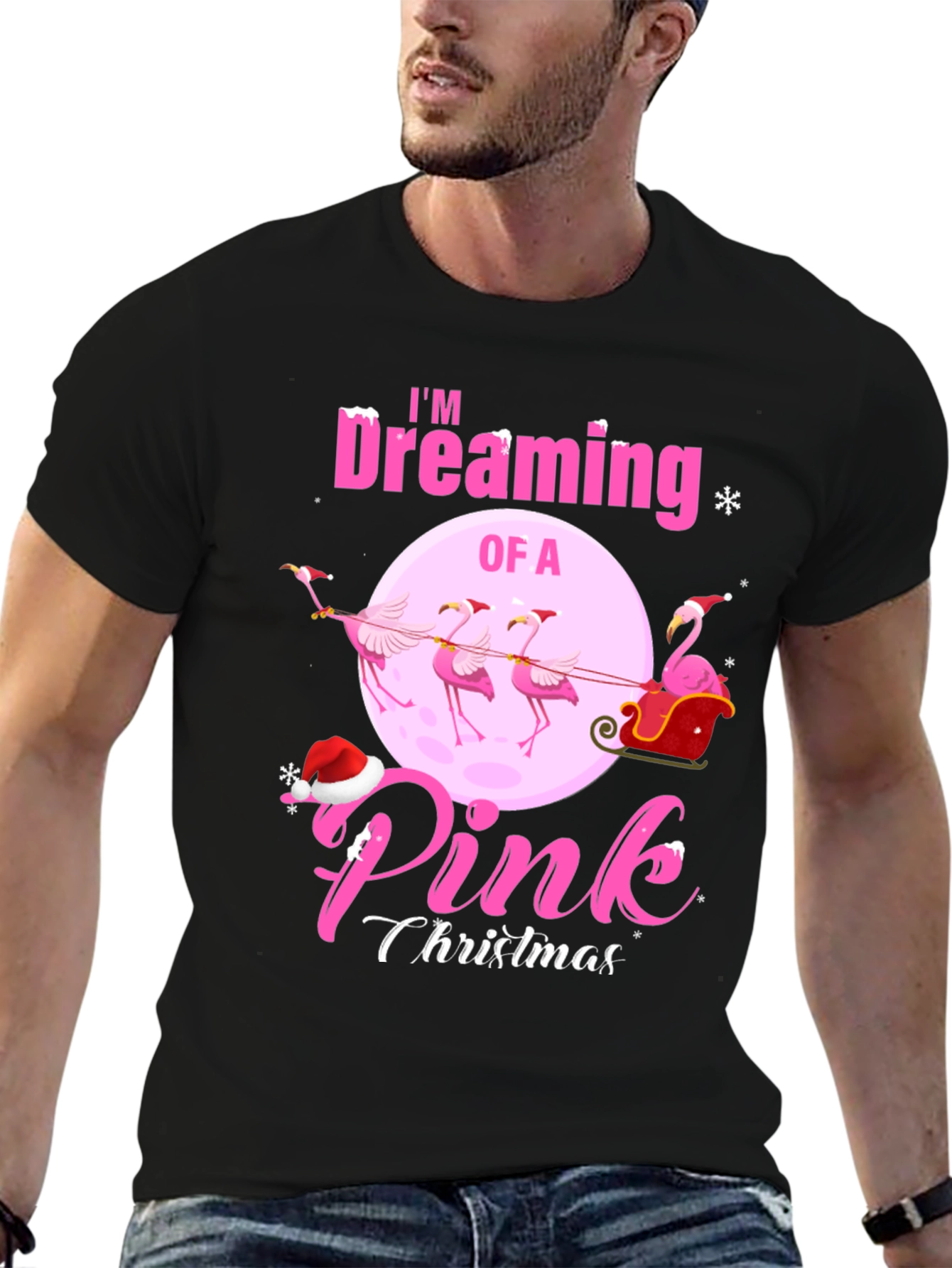 Pink Christmas Flamingo T-Shirt