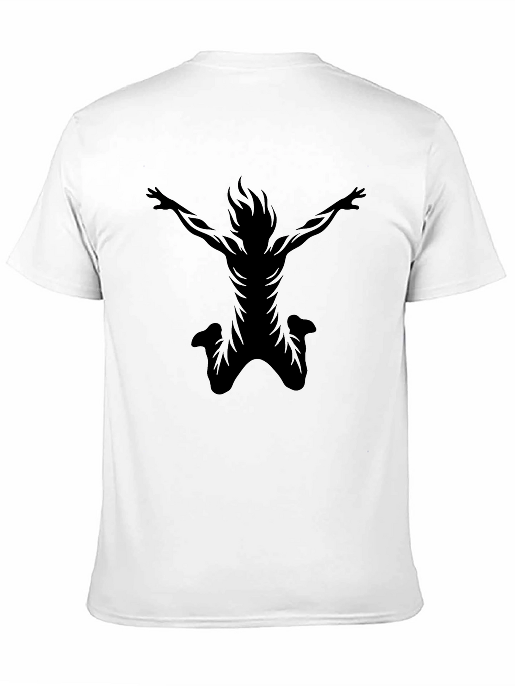 Black T-Shirt with Silhouette Jumping Man Design