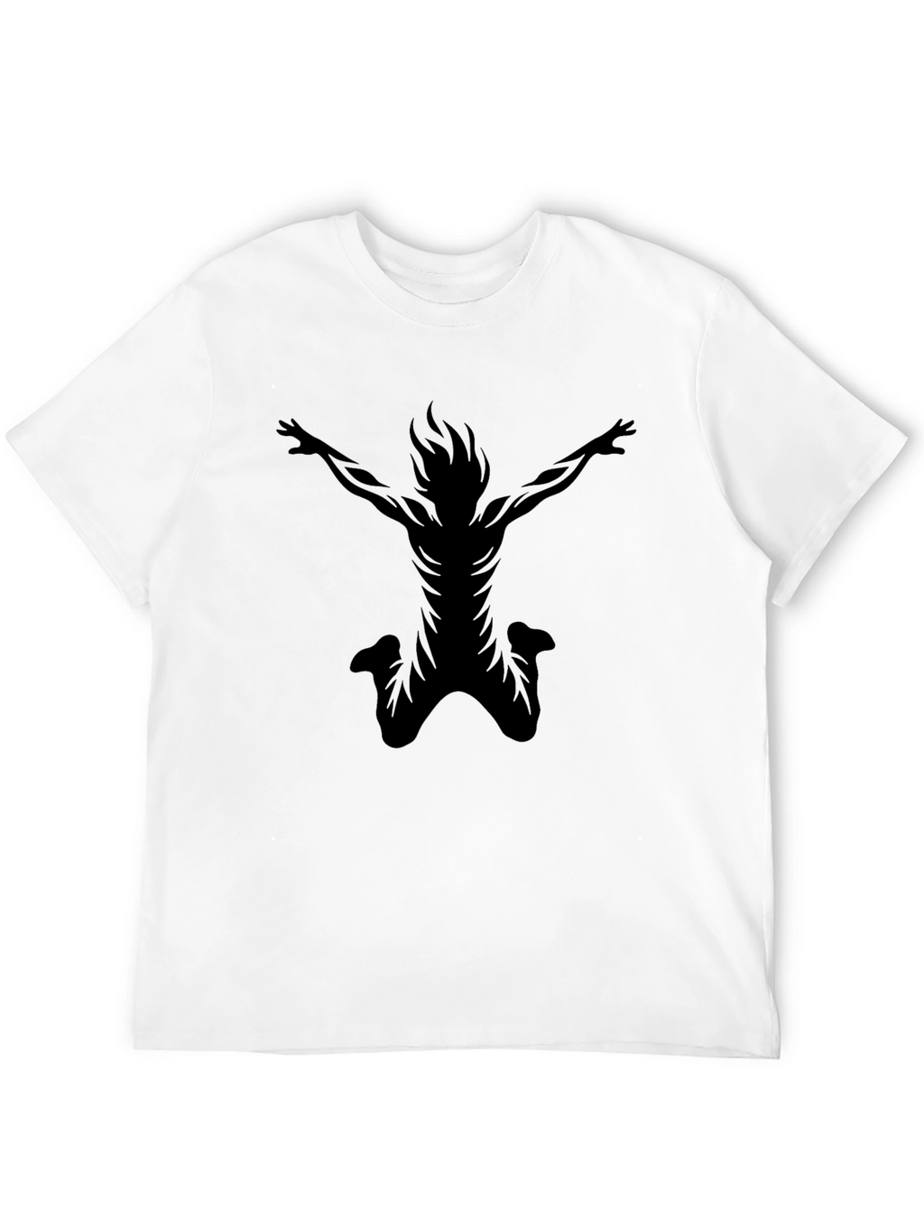 Black T-Shirt with Silhouette Jumping Man Design