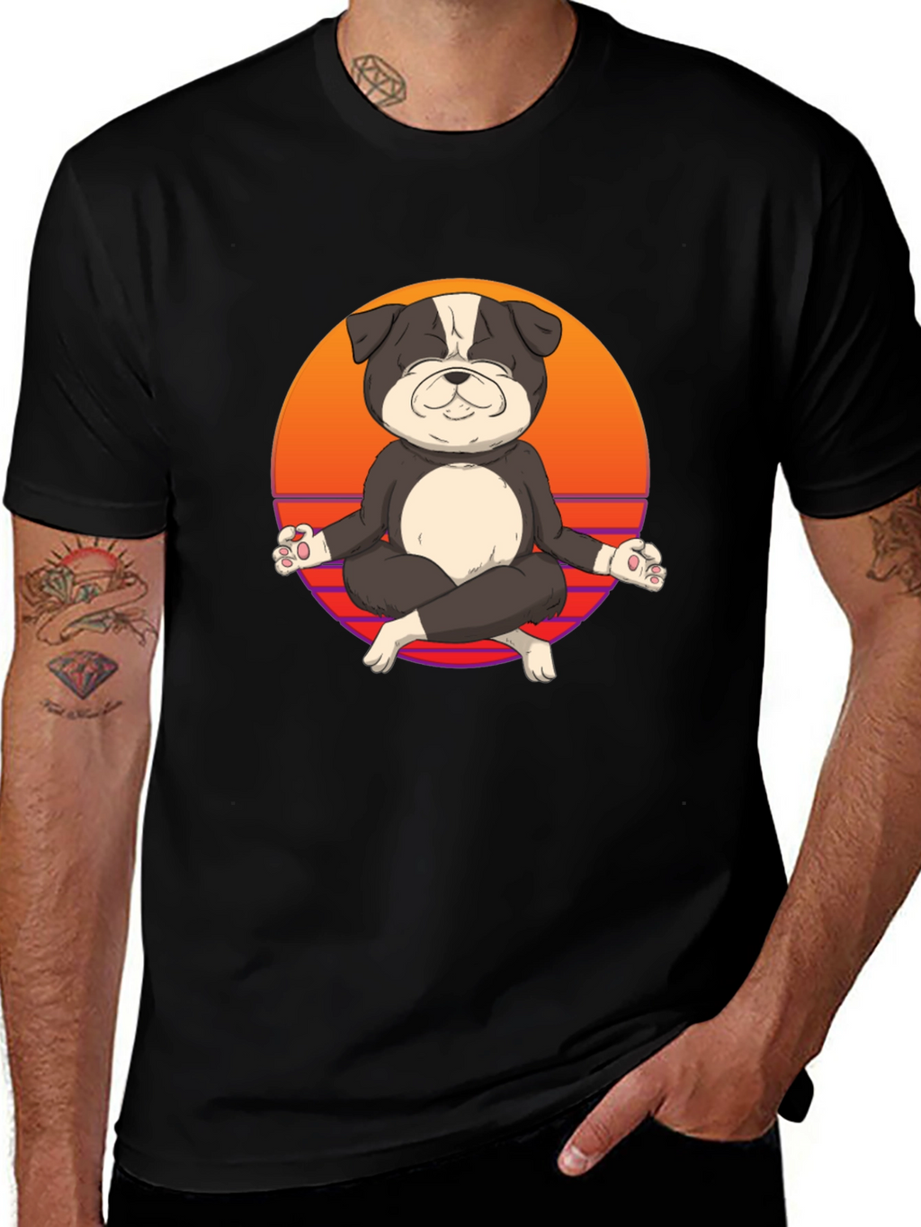 Zen Dog T-Shirt - Meditating Bulldog Tee