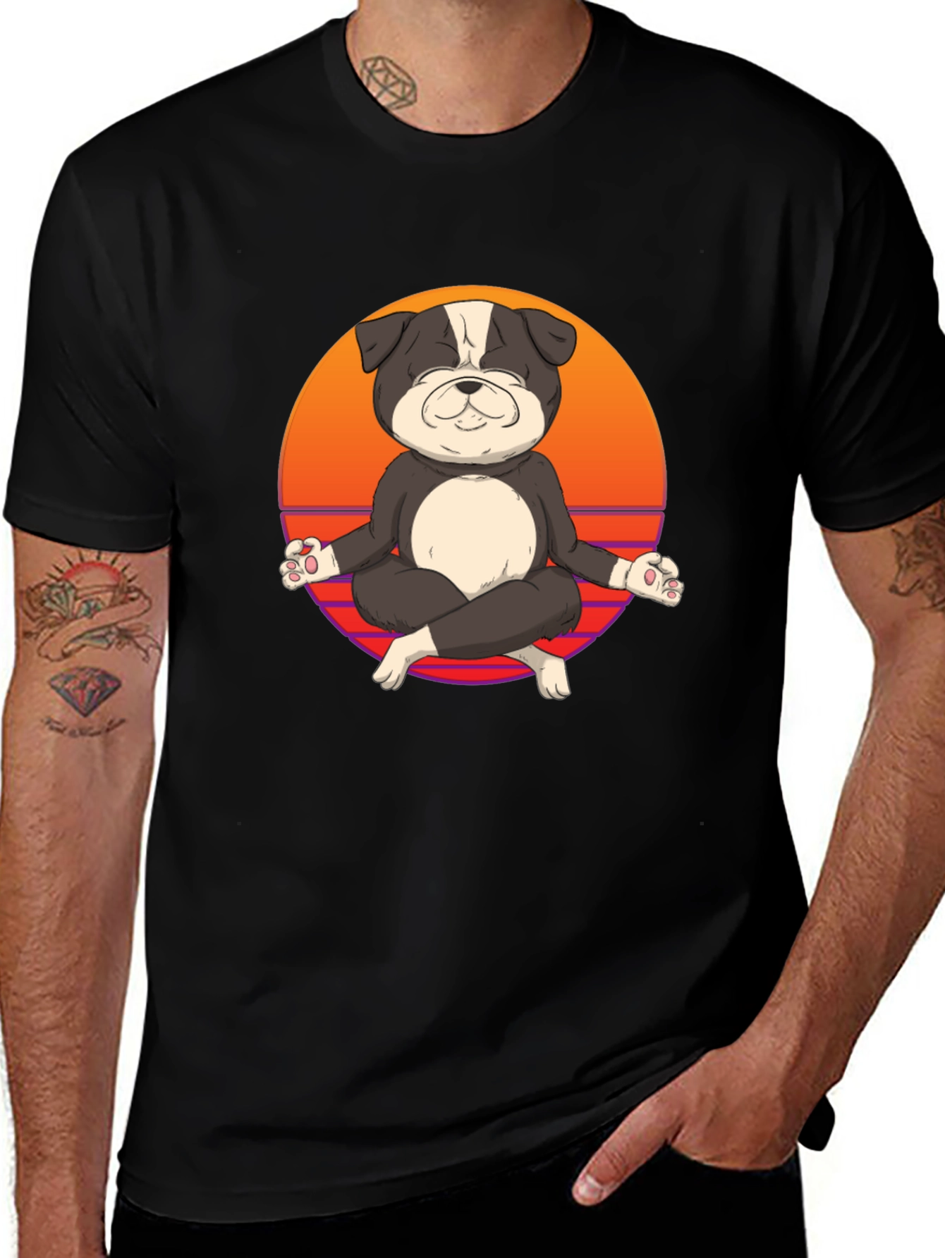 Zen Dog T-Shirt - Meditating Bulldog Tee