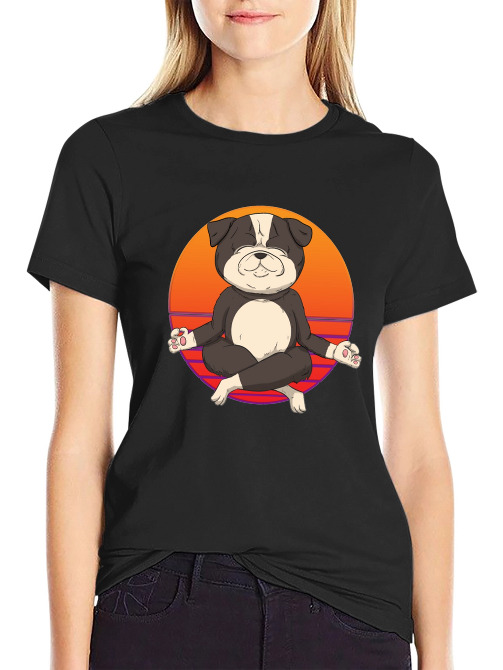 Zen Dog T-Shirt - Meditating Bulldog Tee