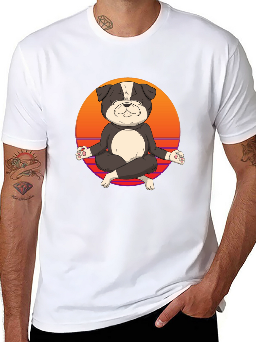 Zen Dog T-Shirt - Meditating Bulldog Tee