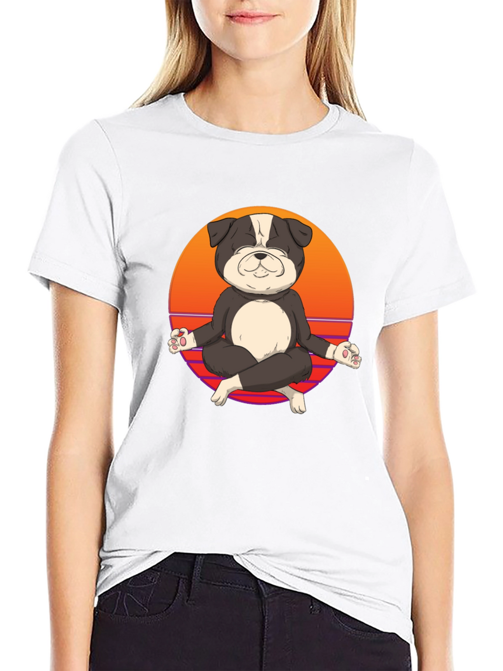 Zen Dog T-Shirt - Meditating Bulldog Tee