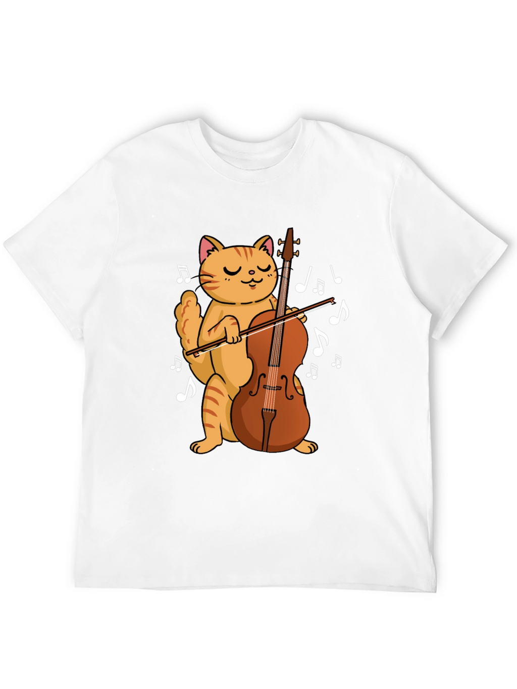 Cat Playing Cello Black T-Shirt