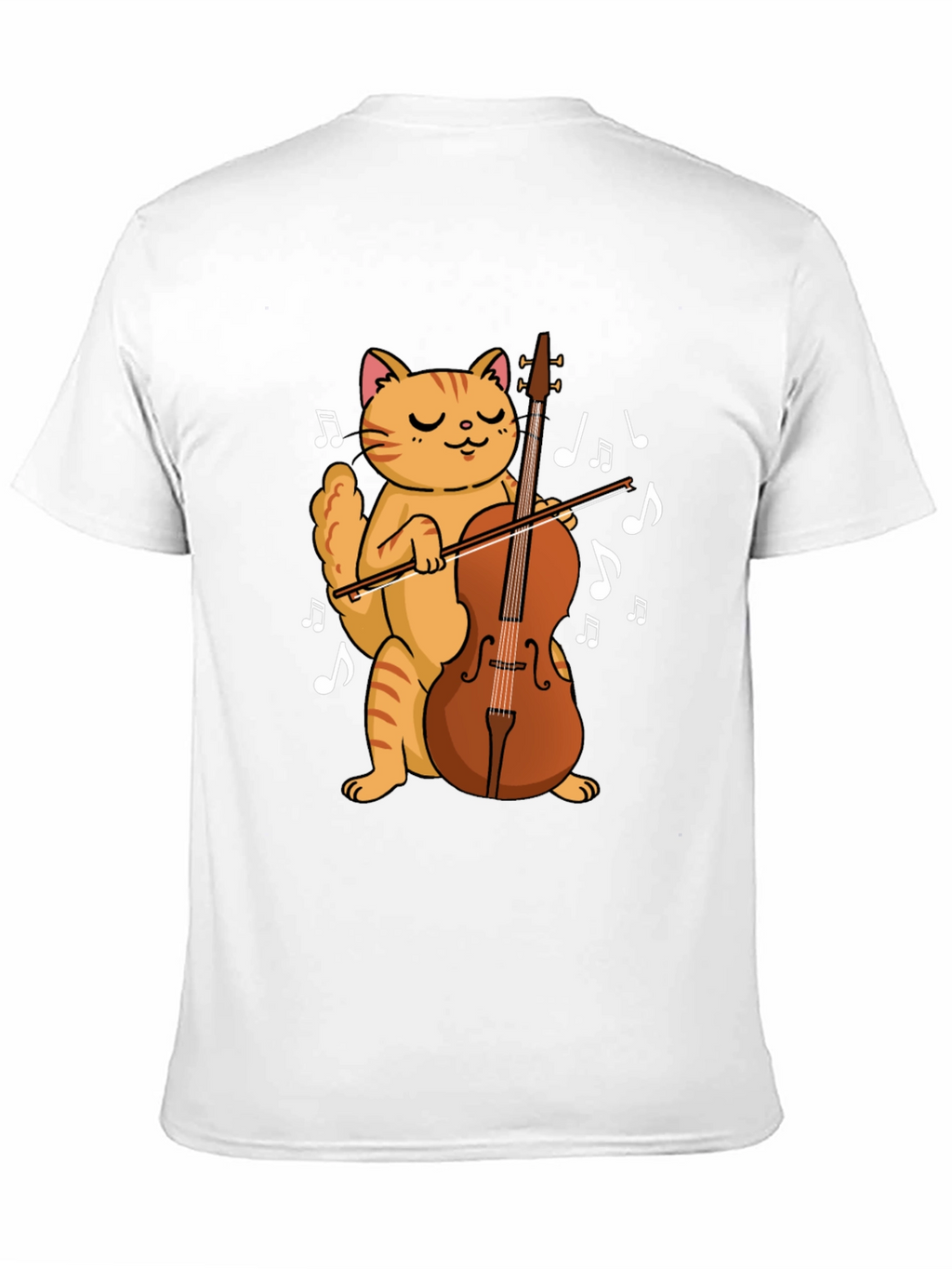 Cat Playing Cello Black T-Shirt