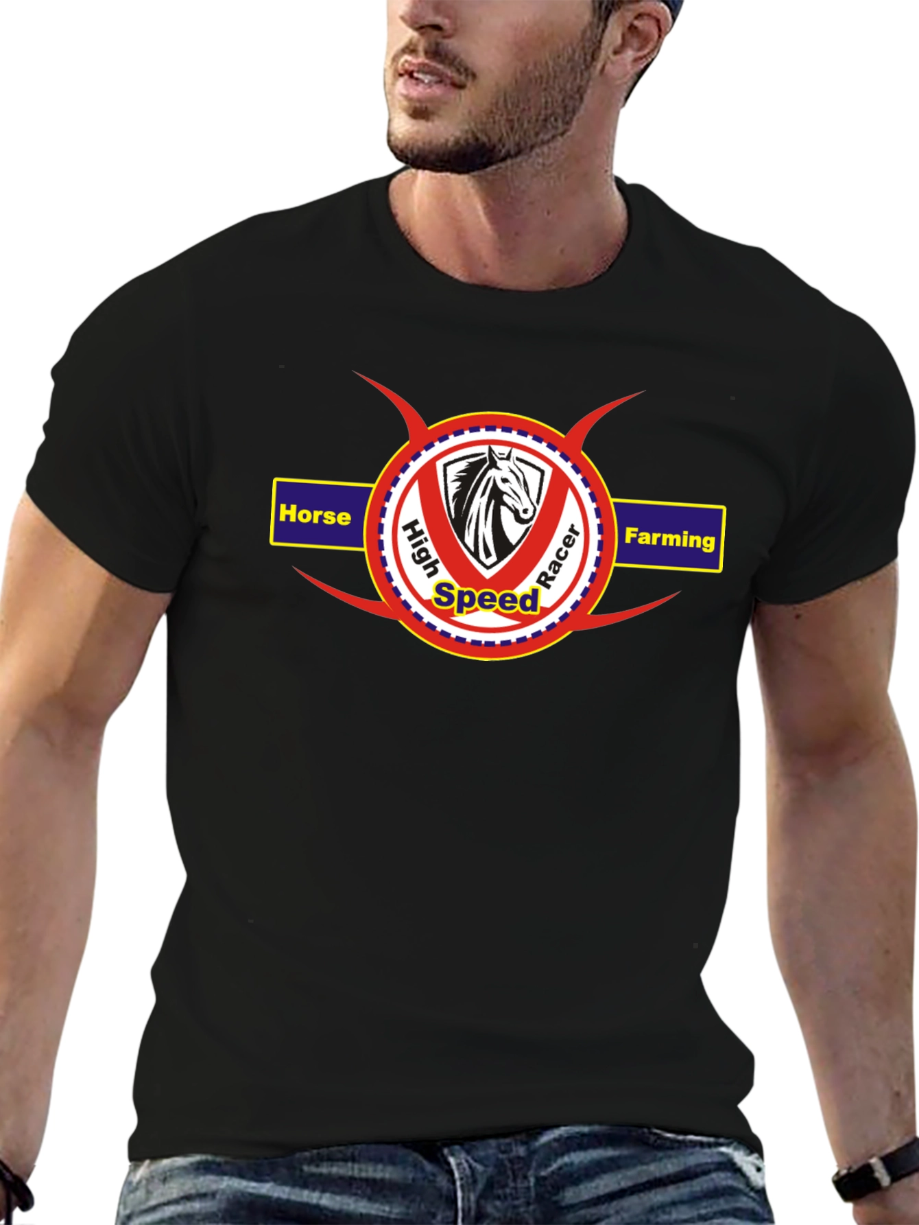 Horse High Speed Racer Farming Graphic T-Shirt