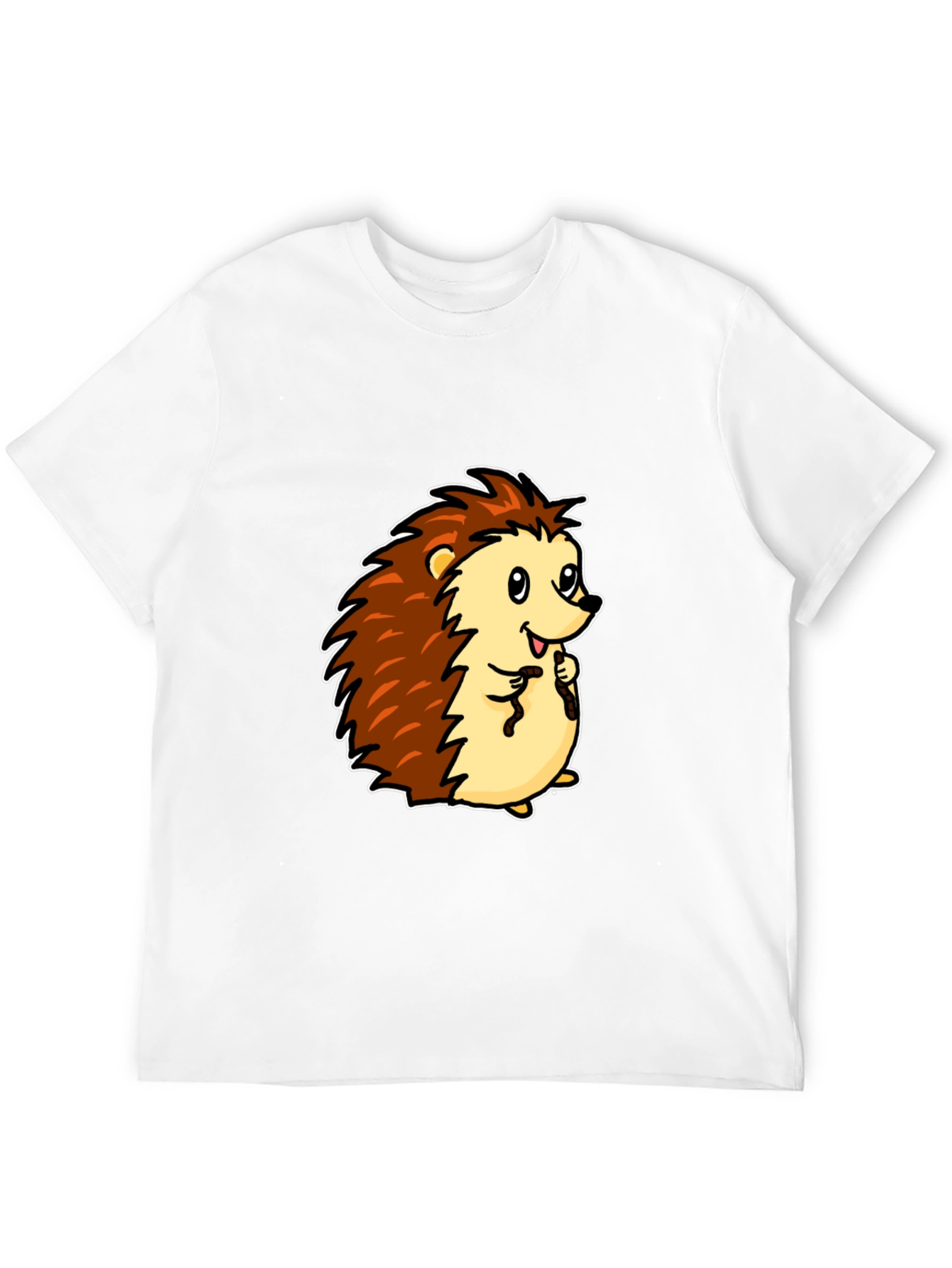 Cute Cartoon Hedgehog Black T-Shirt