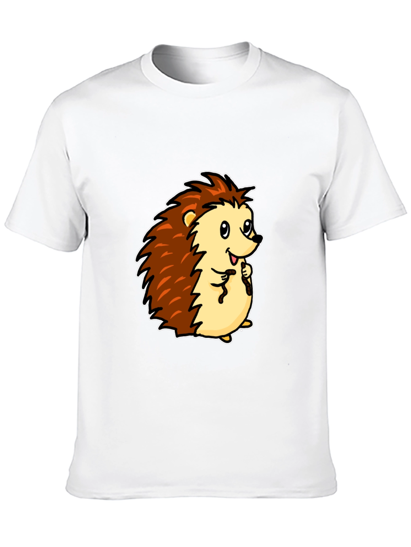 Cute Cartoon Hedgehog Black T-Shirt