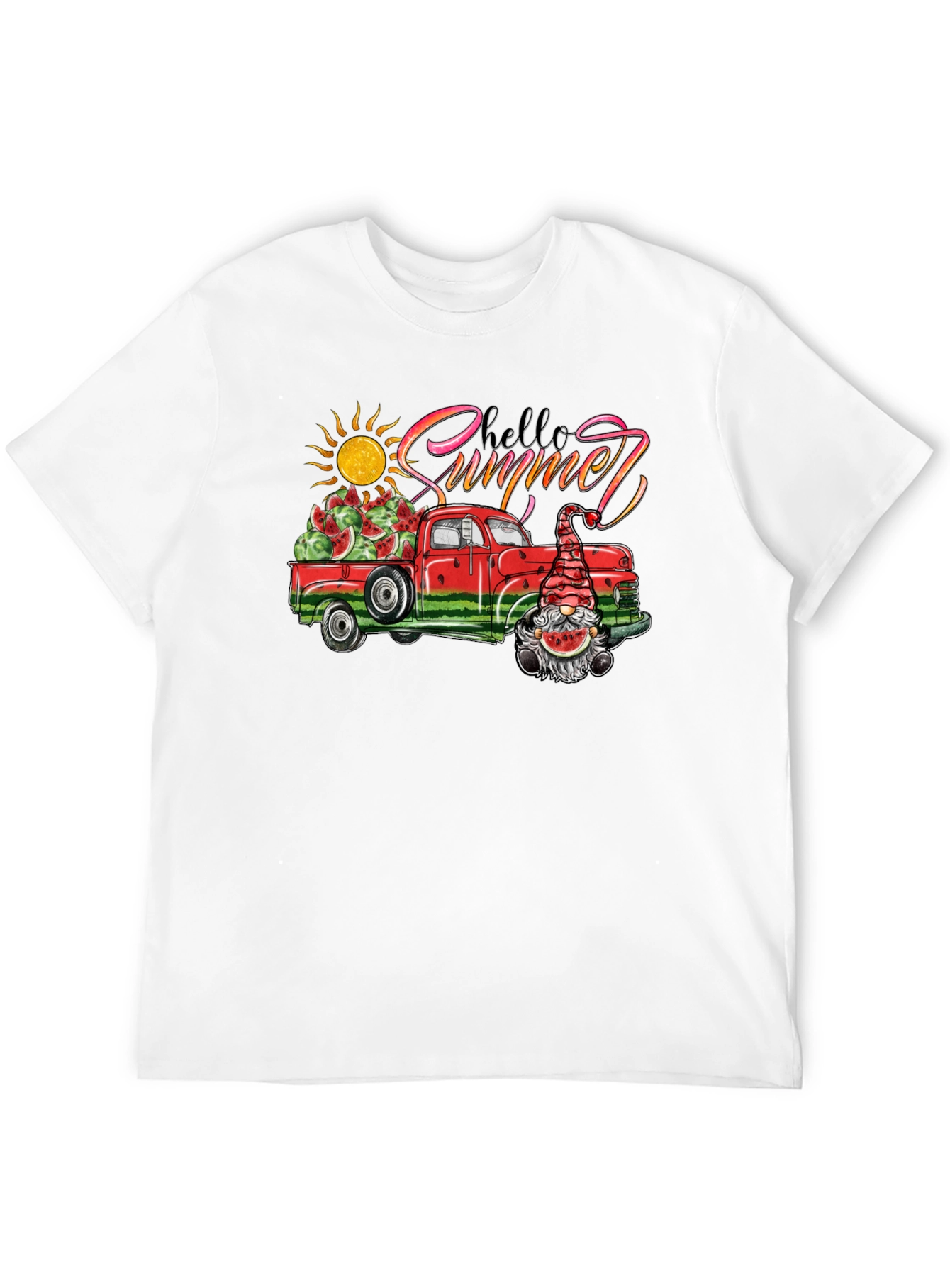 Hello Summer Watermelon Truck Black Tee