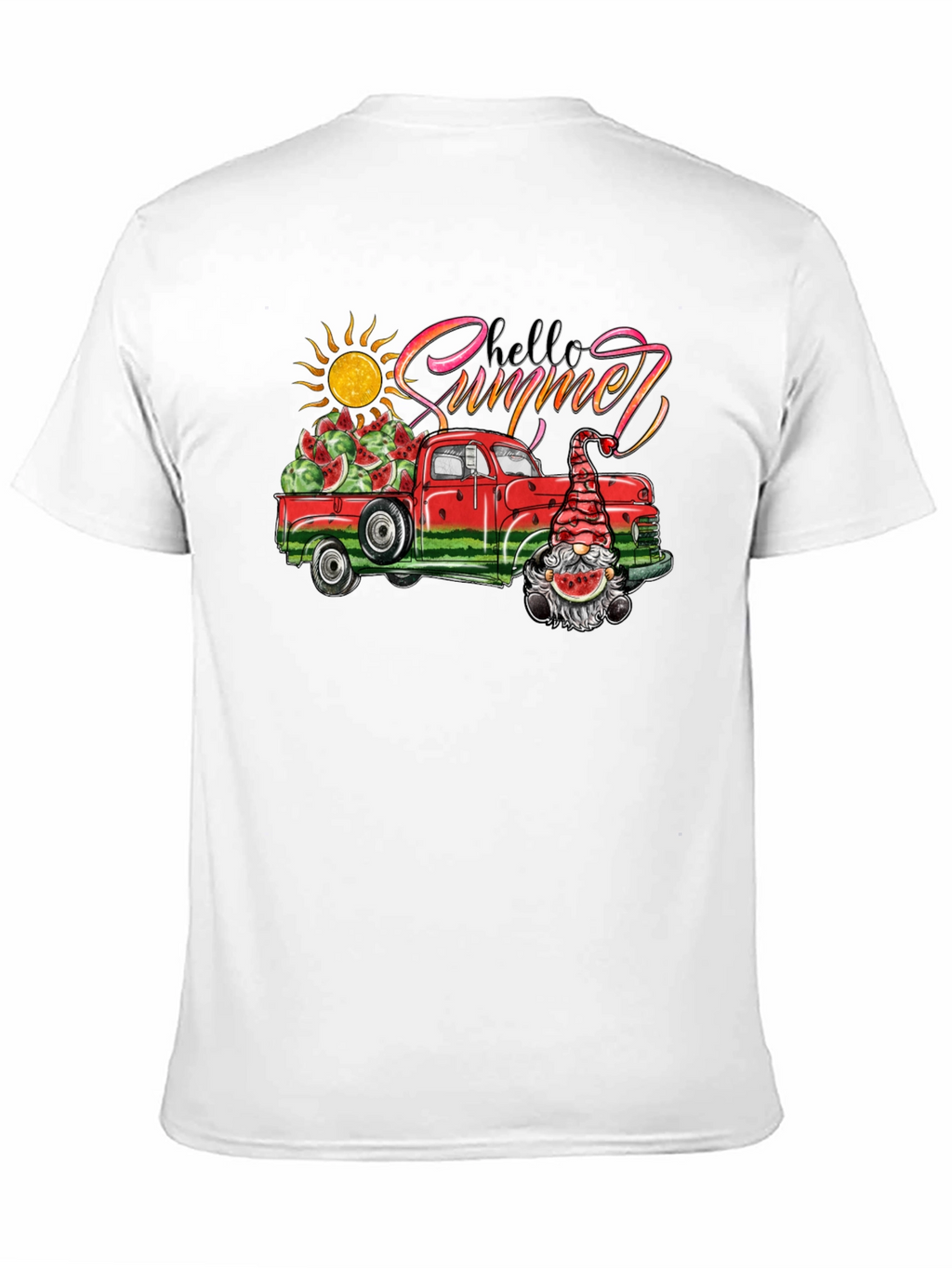 Hello Summer Watermelon Truck Black Tee