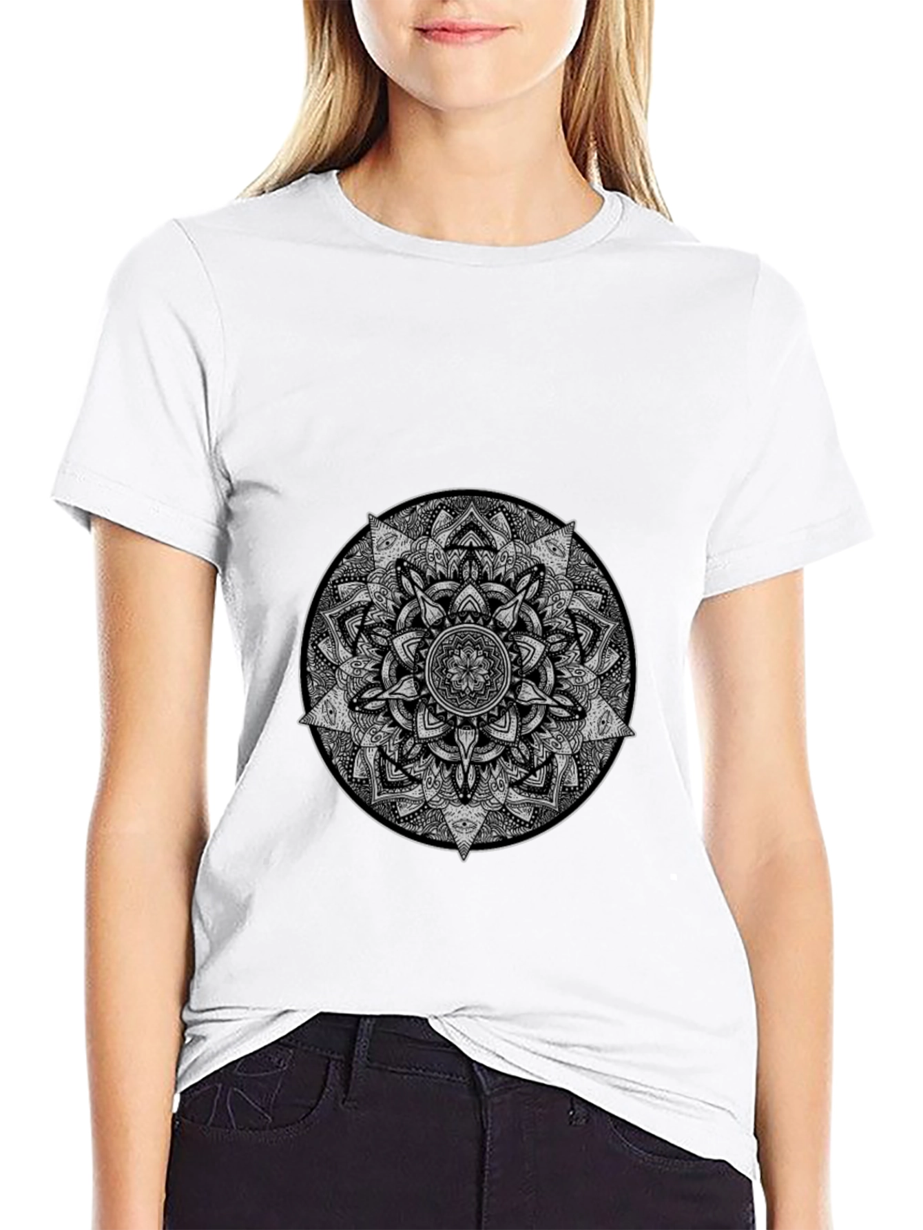 Mandala Graphic Print T-Shirt - Stylish Cotton Blend Tee
