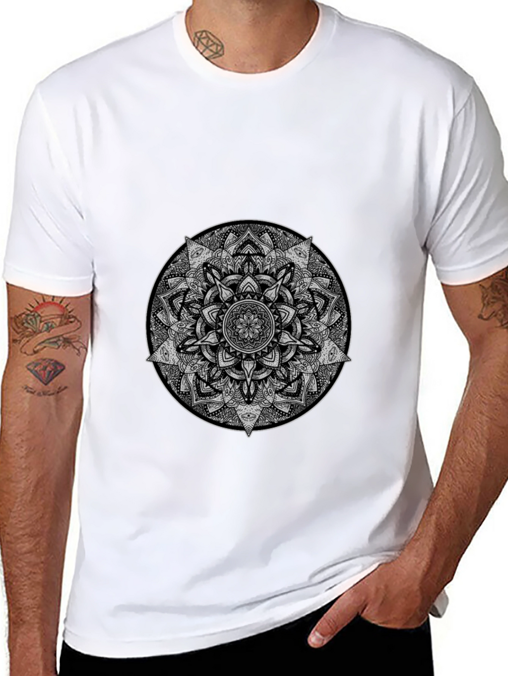 Mandala Graphic Print T-Shirt - Stylish Cotton Blend Tee
