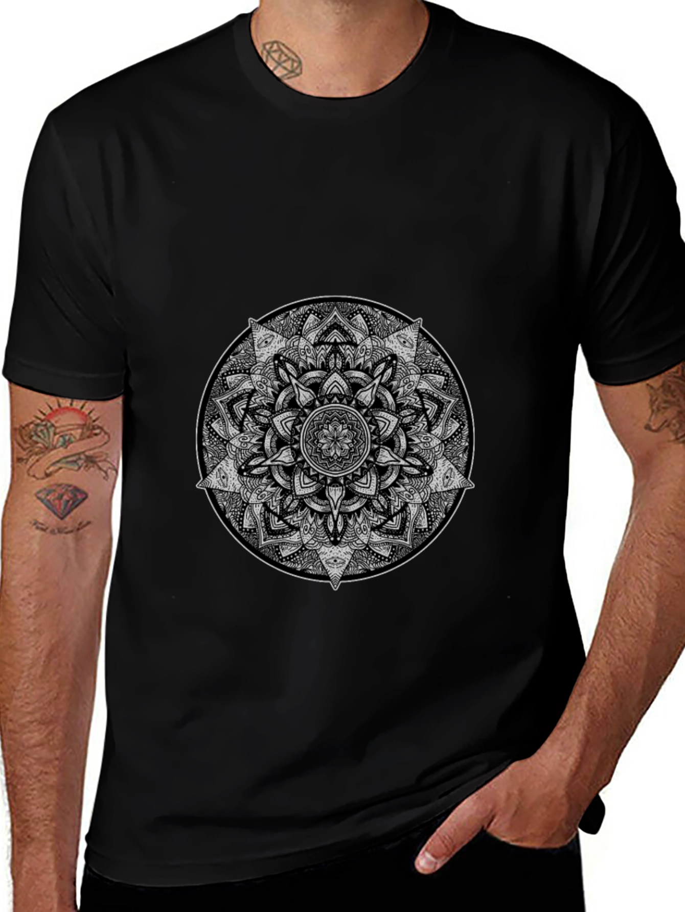 Mandala Graphic Print T-Shirt - Stylish Cotton Blend Tee