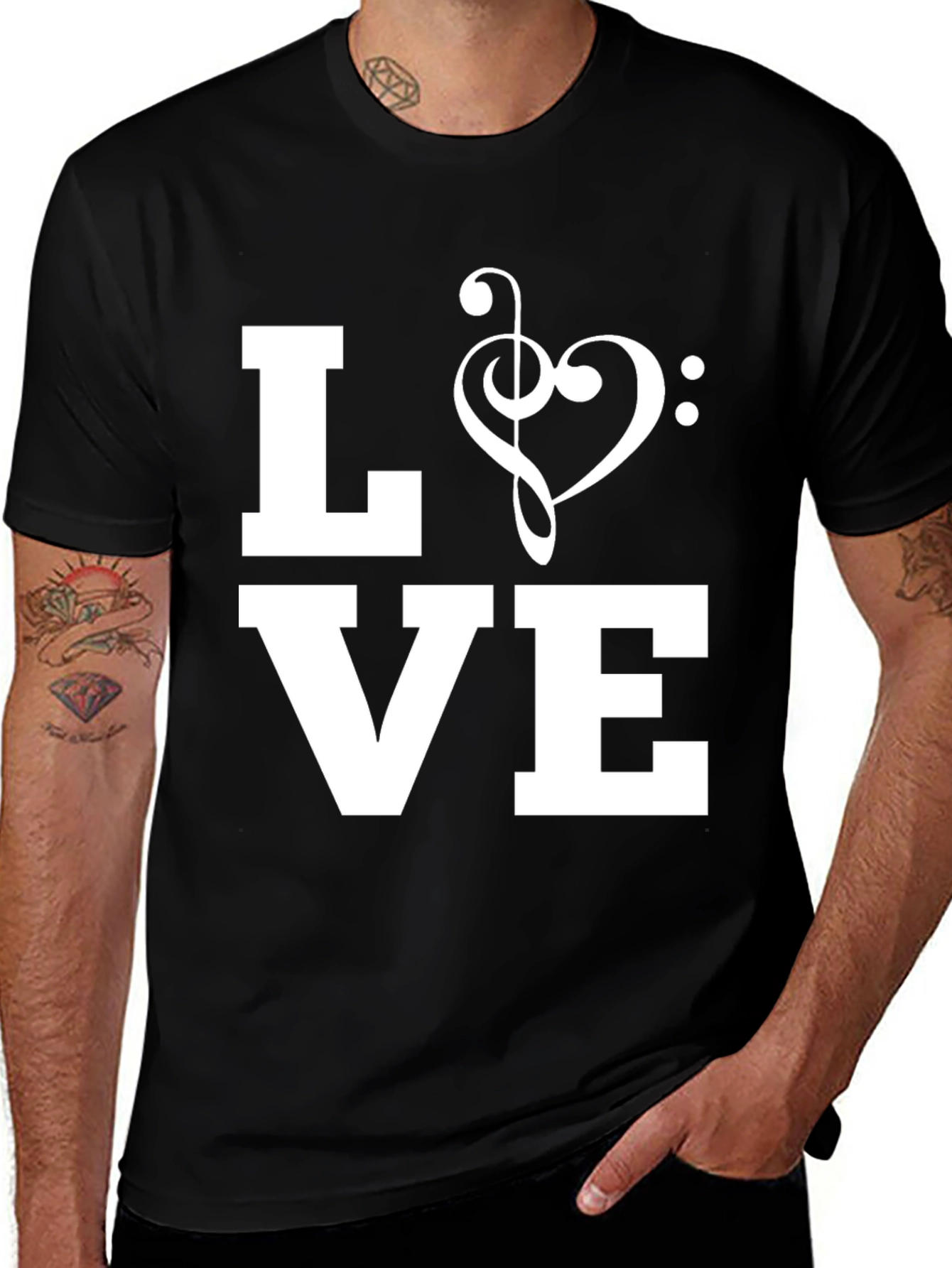 Music Love Graphic T-Shirt - Black