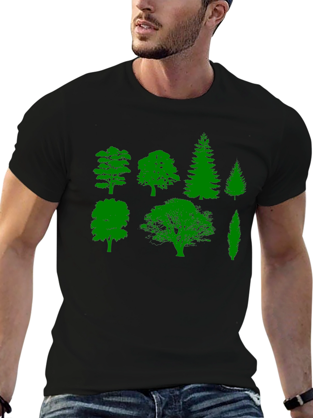 Nature Lovers Tree Silhouette Graphic Tee - Black