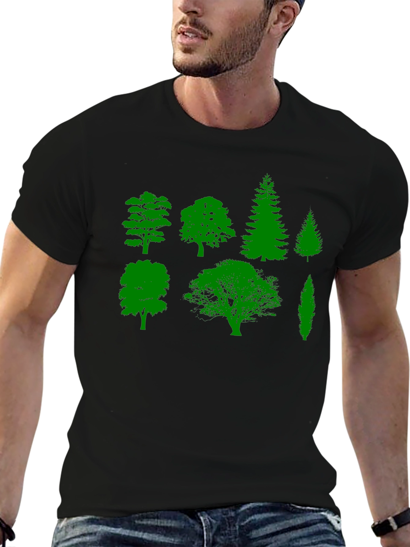 Nature Lovers Tree Silhouette Graphic Tee - Black