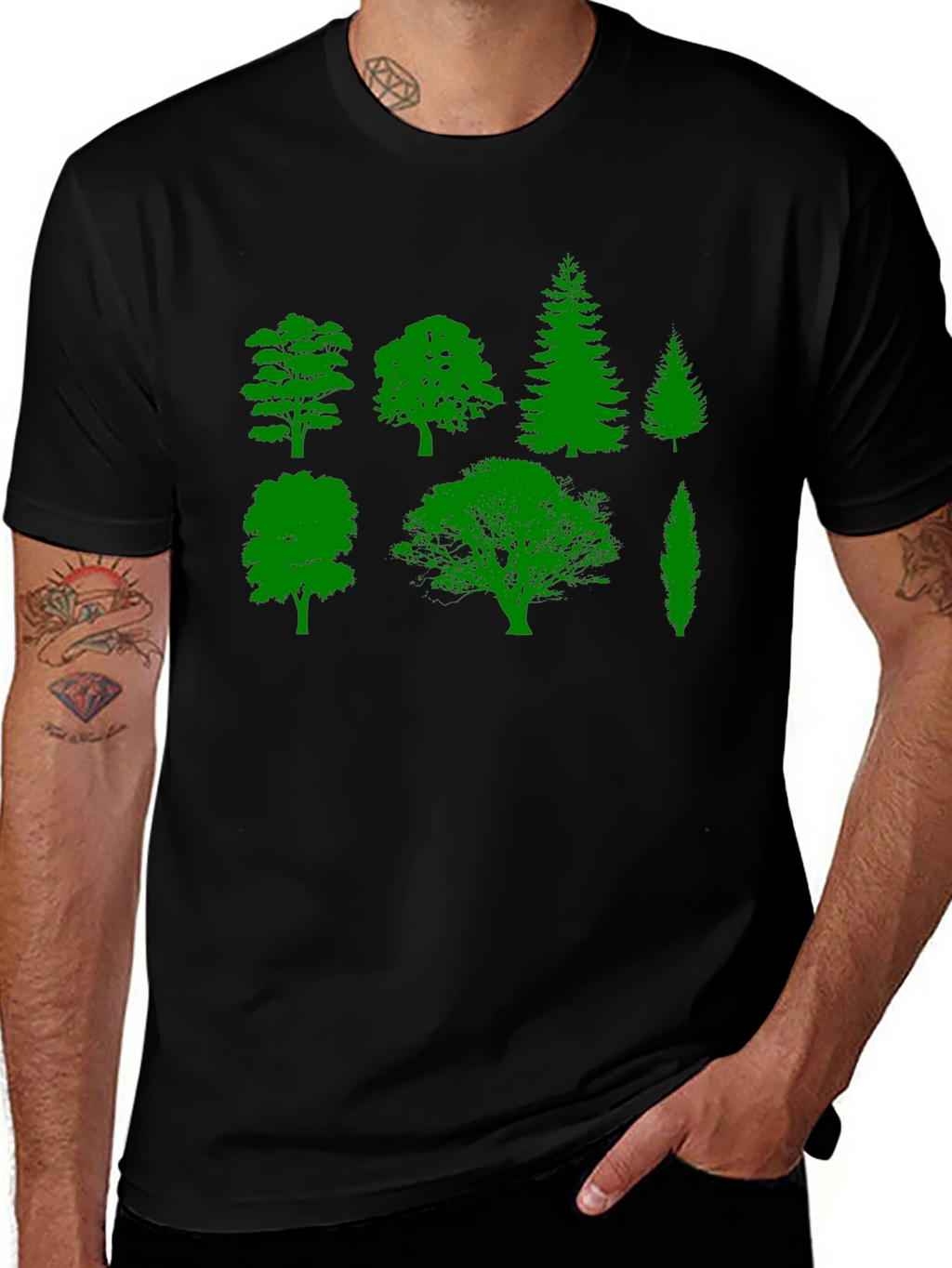 Nature Lovers Tree Silhouette Graphic Tee - Black