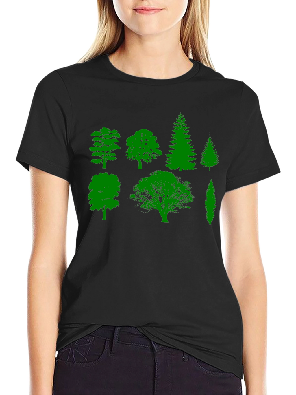 Nature Lovers Tree Silhouette Graphic Tee - Black