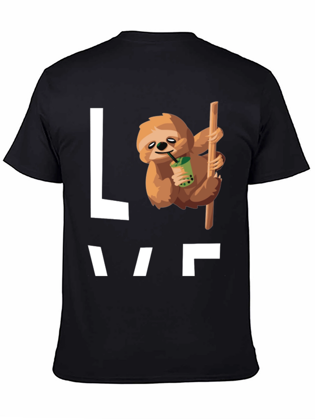 Sloth Bubble Tea Graphic T-Shirt - Mens Black Tee