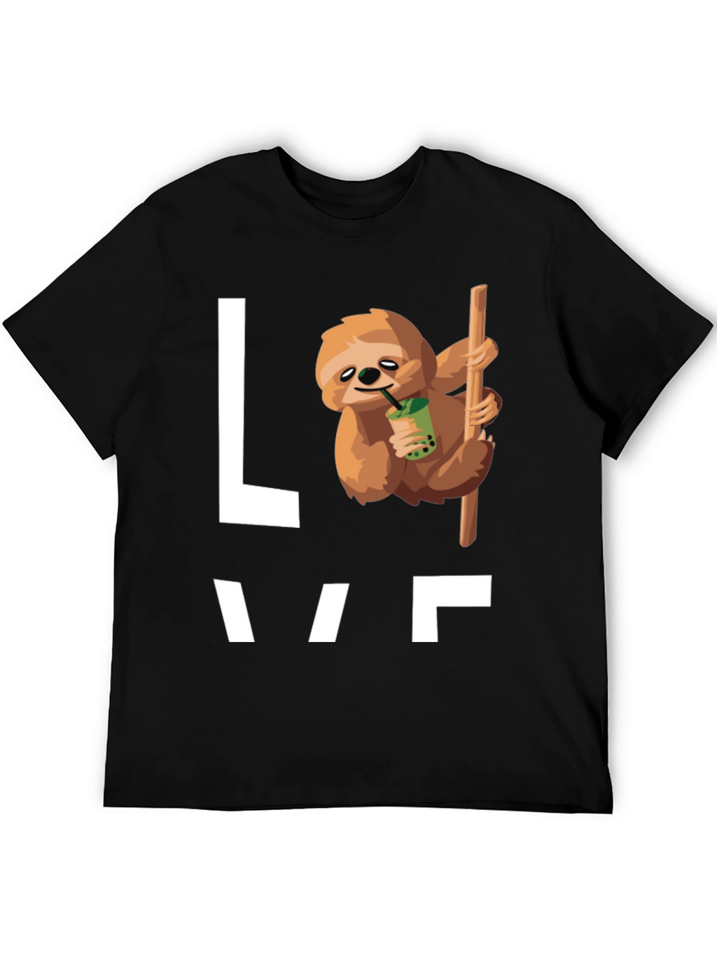 Sloth Bubble Tea Graphic T-Shirt - Mens Black Tee