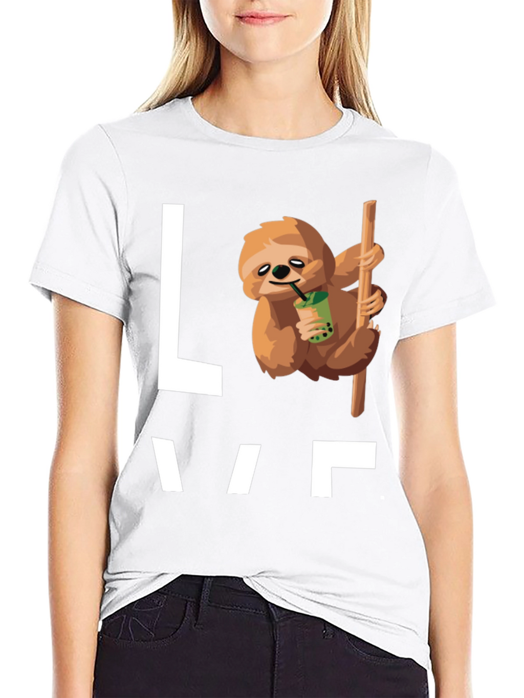 Sloth Bubble Tea Graphic T-Shirt - Mens Black Tee