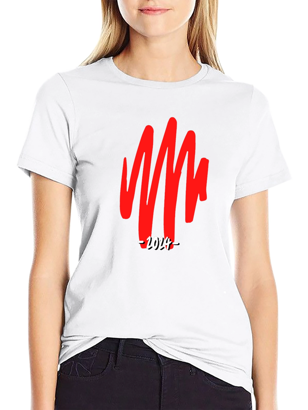 Bold Graphic Tee - Red Scribble & 2024 Print