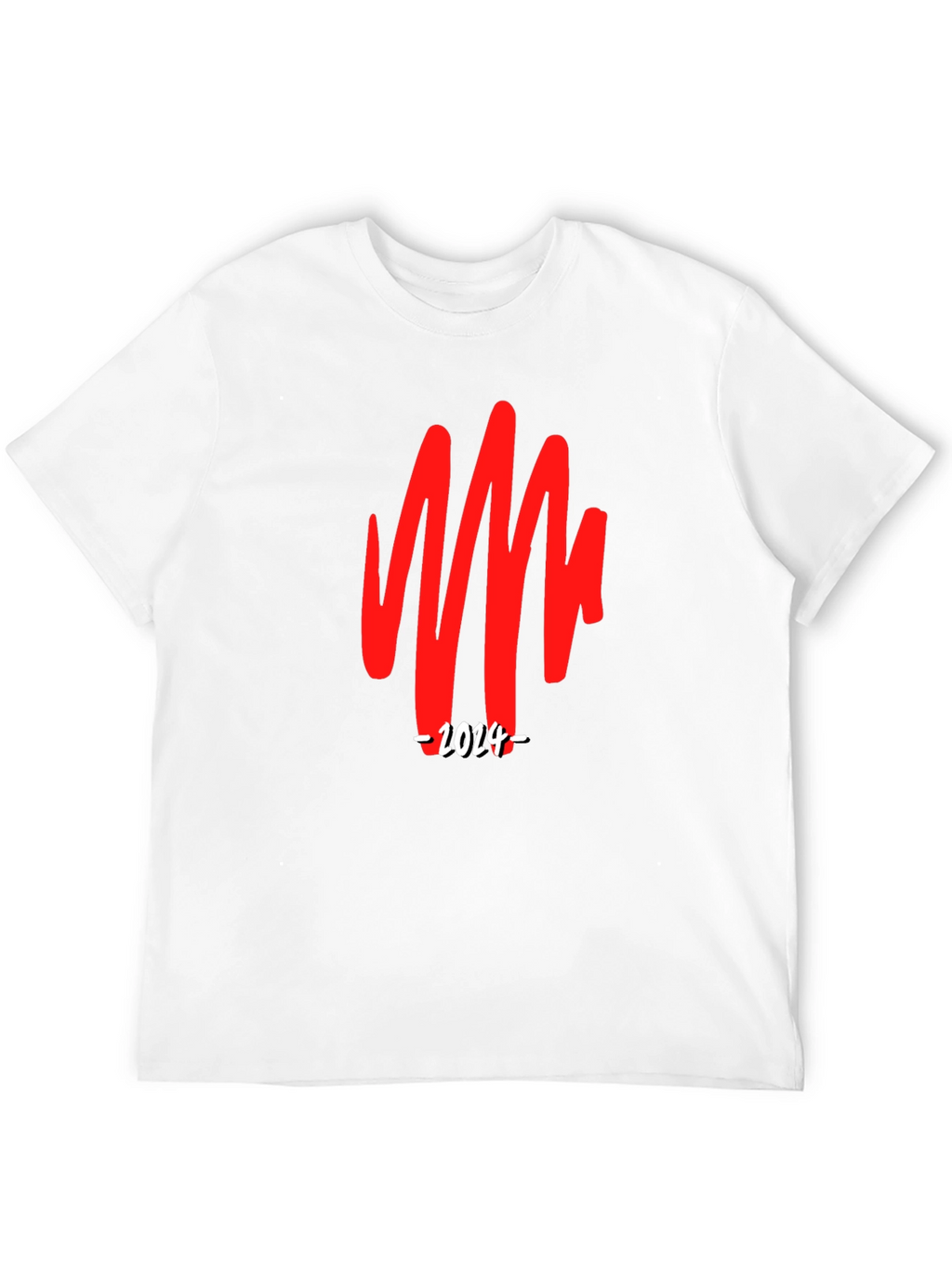 Bold Graphic Tee - Red Scribble & 2024 Print