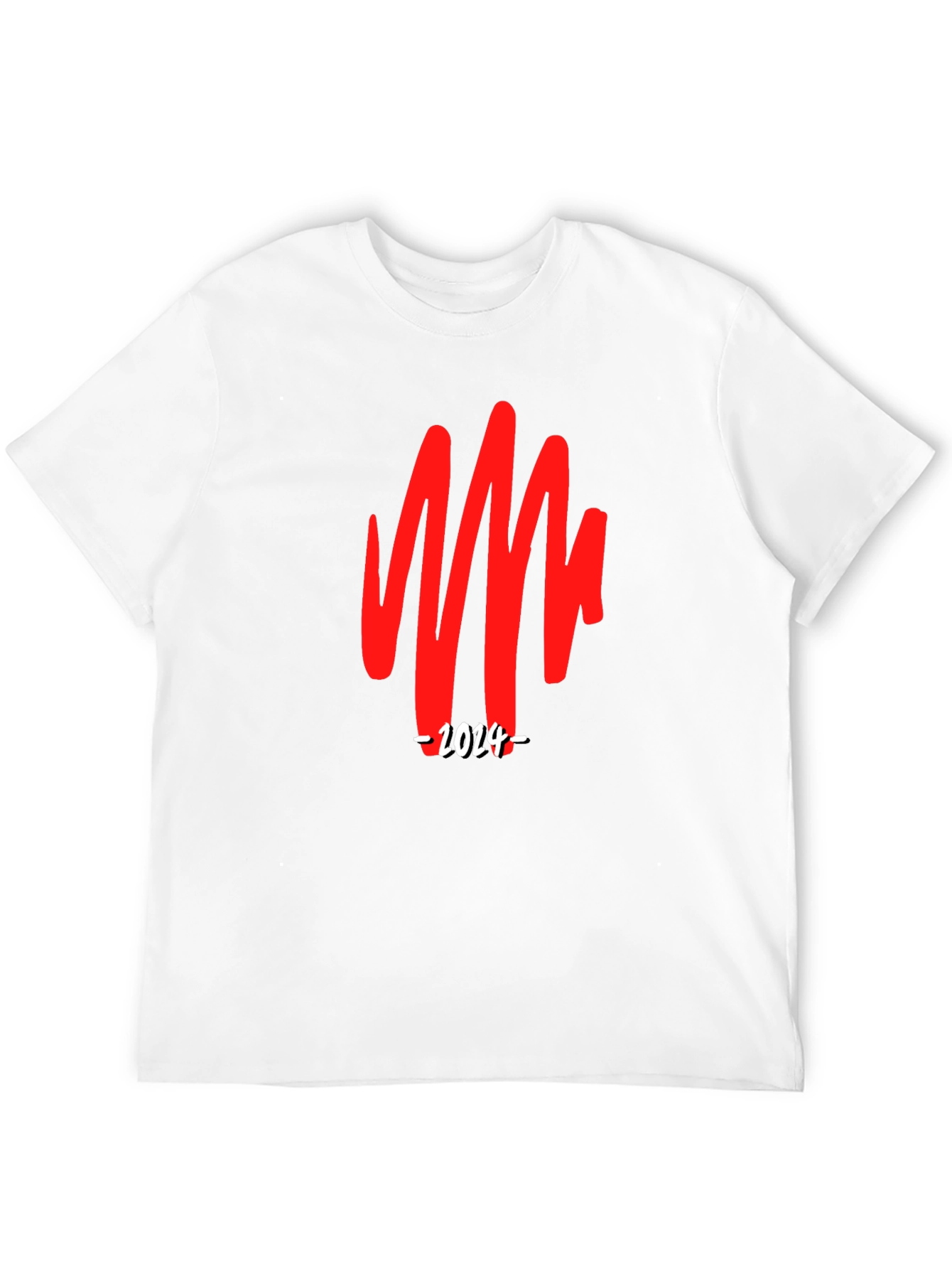 Bold Graphic Tee - Red Scribble & 2024 Print