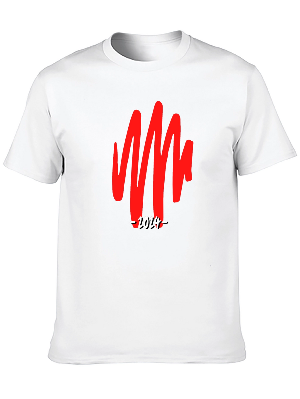 Bold Graphic Tee - Red Scribble & 2024 Print