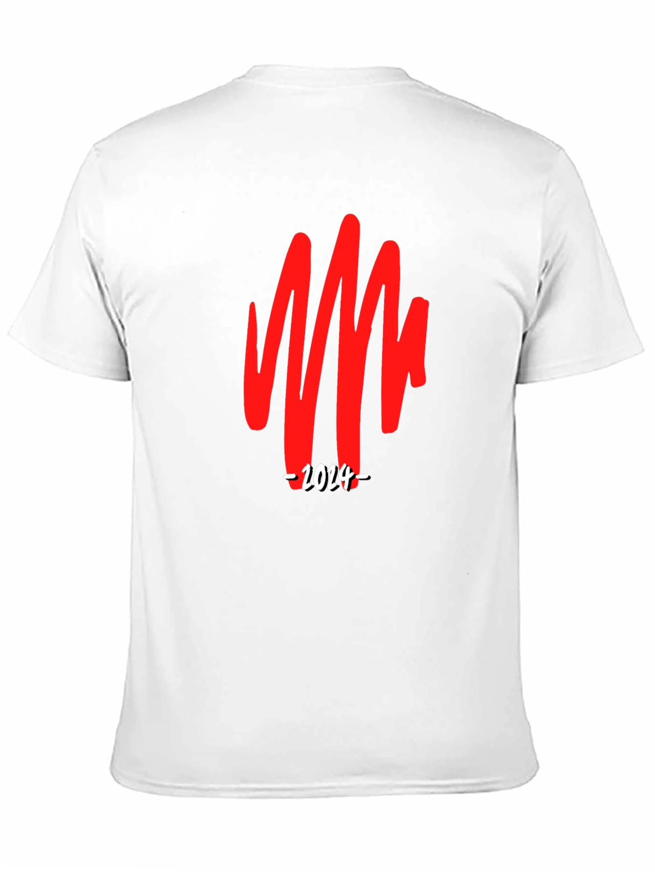 Bold Graphic Tee - Red Scribble & 2024 Print