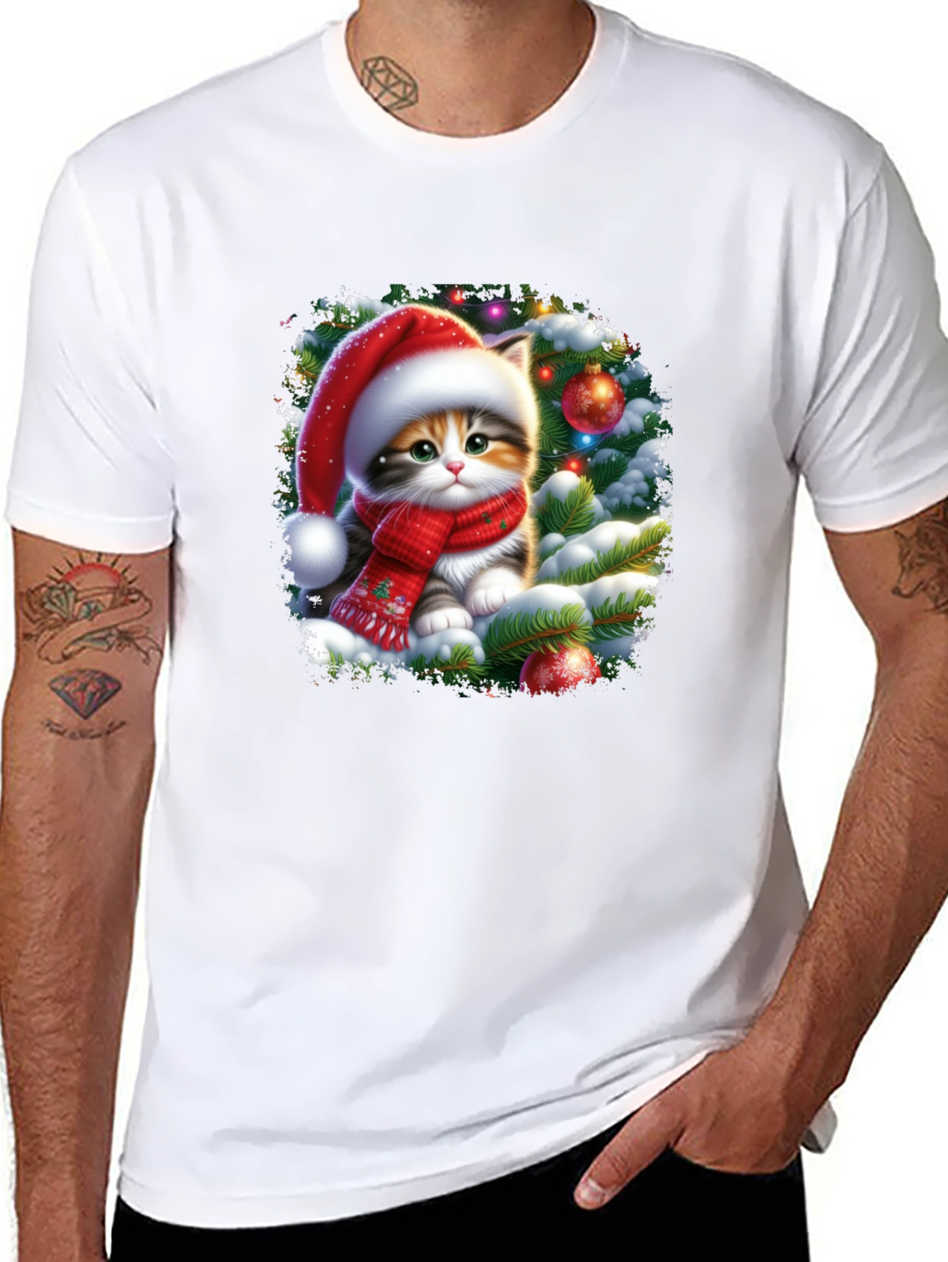 Festive Kitten Christmas T-Shirt
