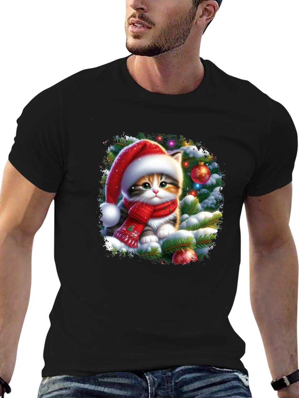 Festive Kitten Christmas T-Shirt