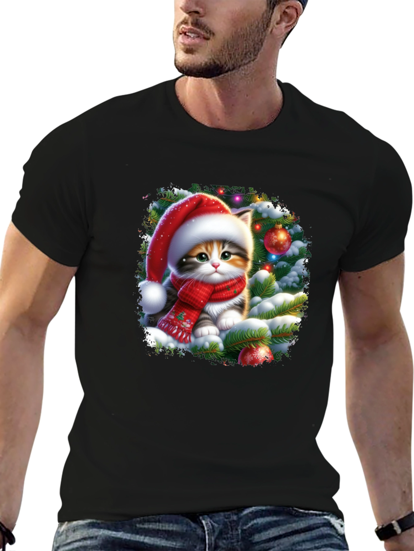 Festive Kitten Christmas T-Shirt