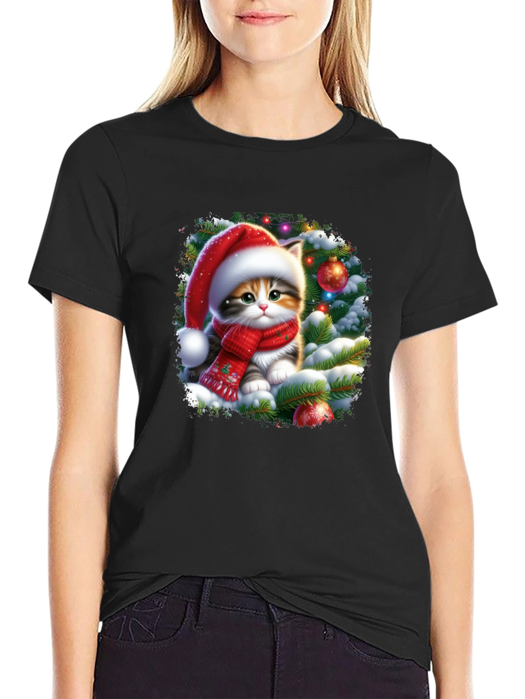 Festive Kitten Christmas T-Shirt