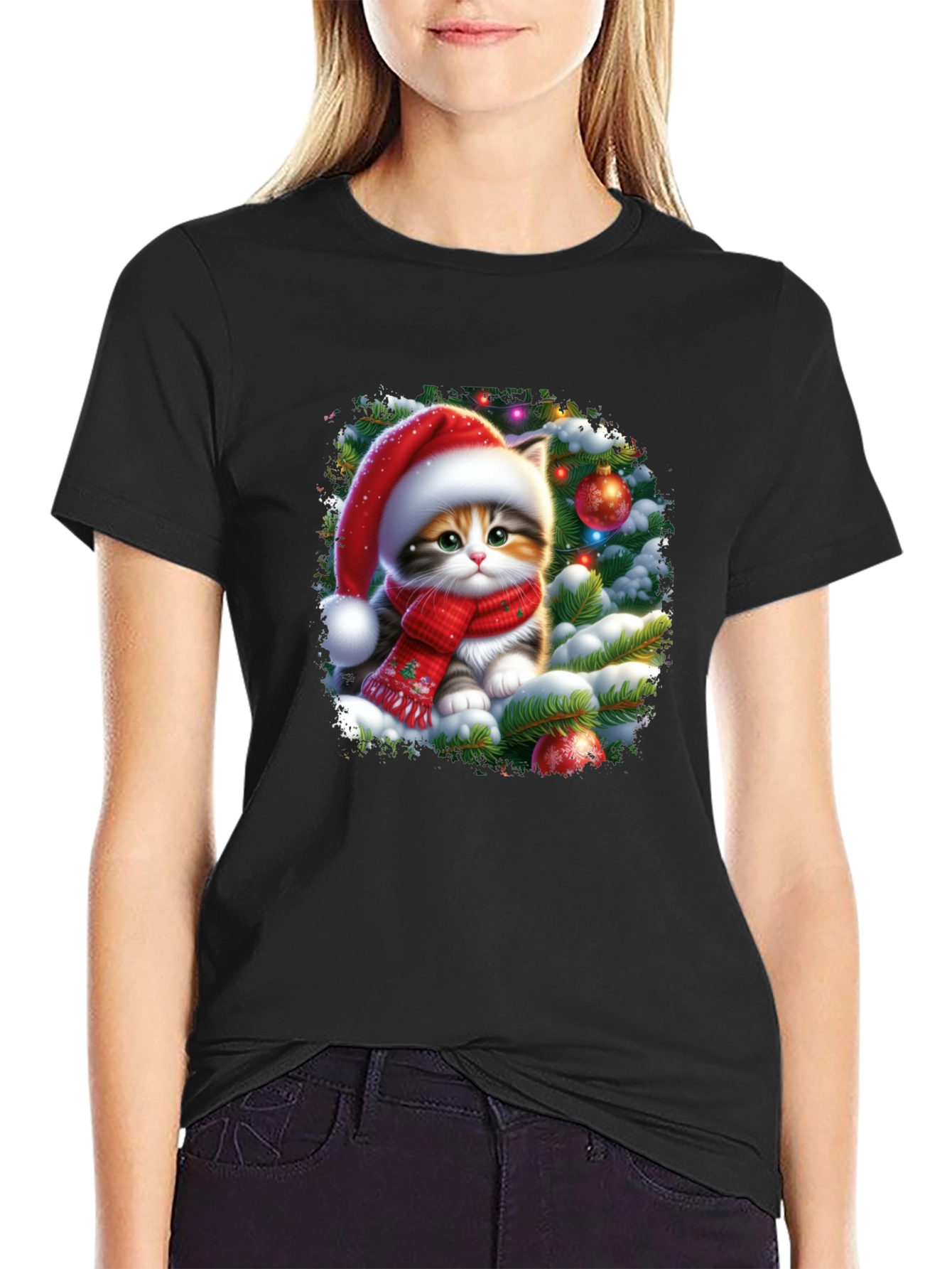Festive Kitten Christmas T-Shirt