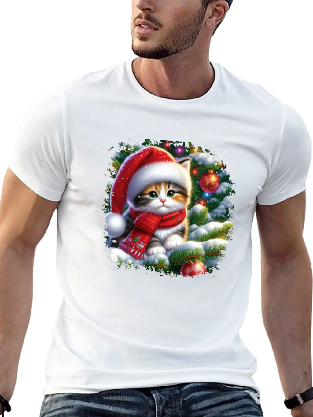 Festive Kitten Christmas T-Shirt