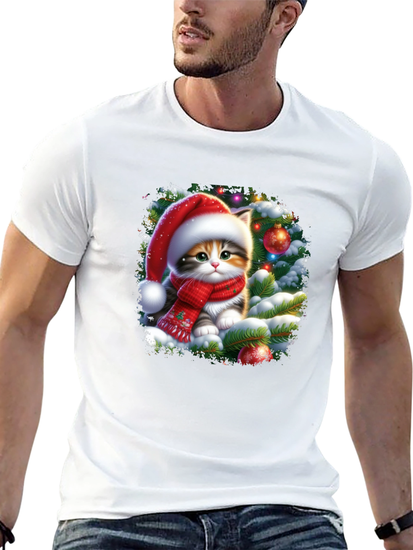 Festive Kitten Christmas T-Shirt