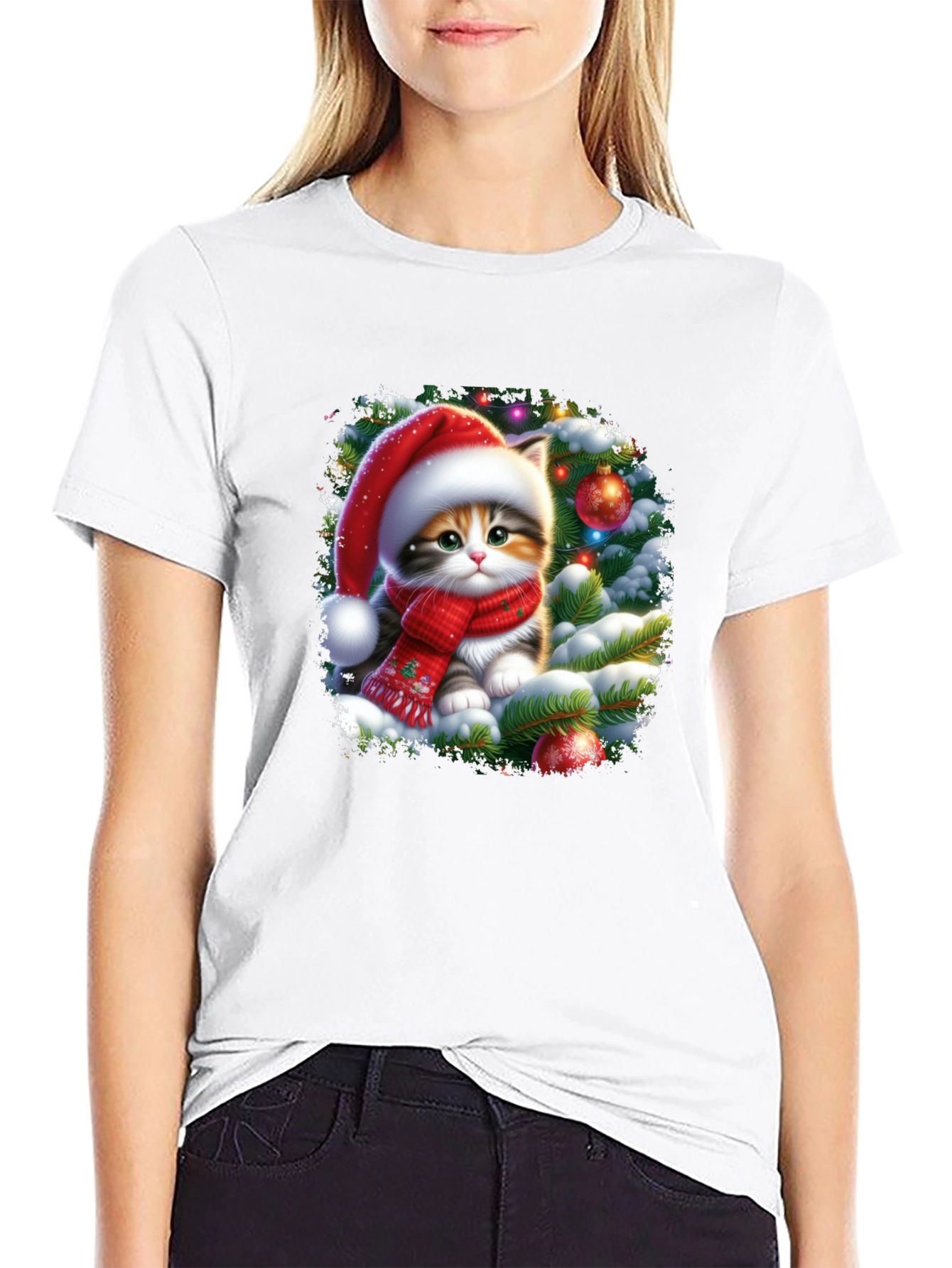 Festive Kitten Christmas T-Shirt