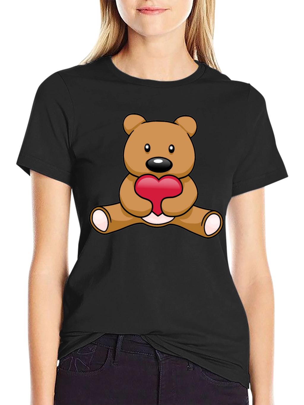 Cute Teddy Bear Heart Graphic T-Shirt