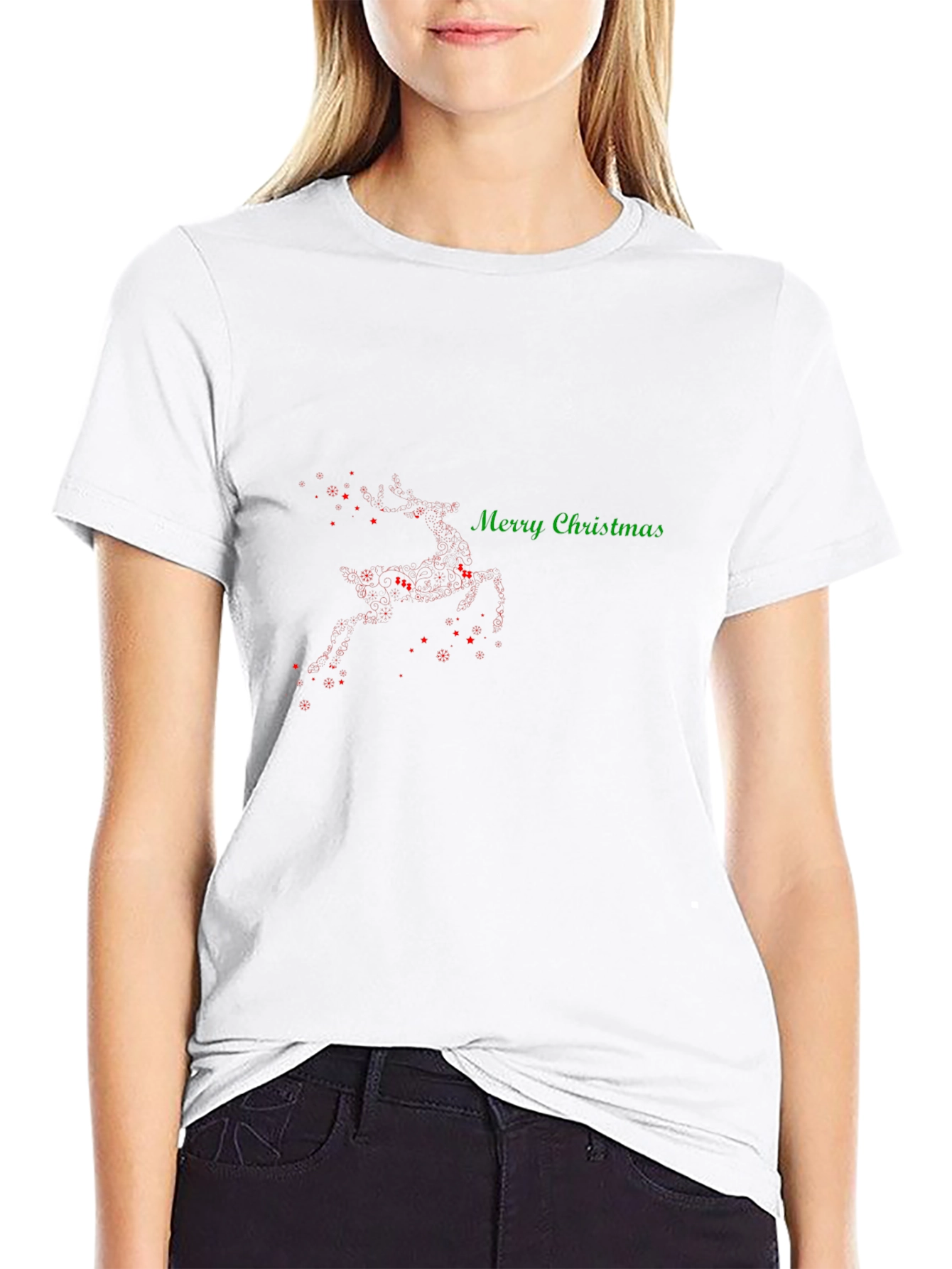 Merry Christmas Reindeer T-Shirt - Holiday Festive Wear
