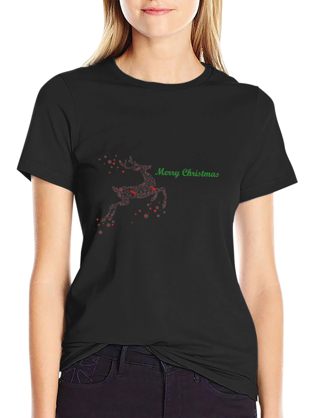 Merry Christmas Reindeer T-Shirt - Holiday Festive Wear