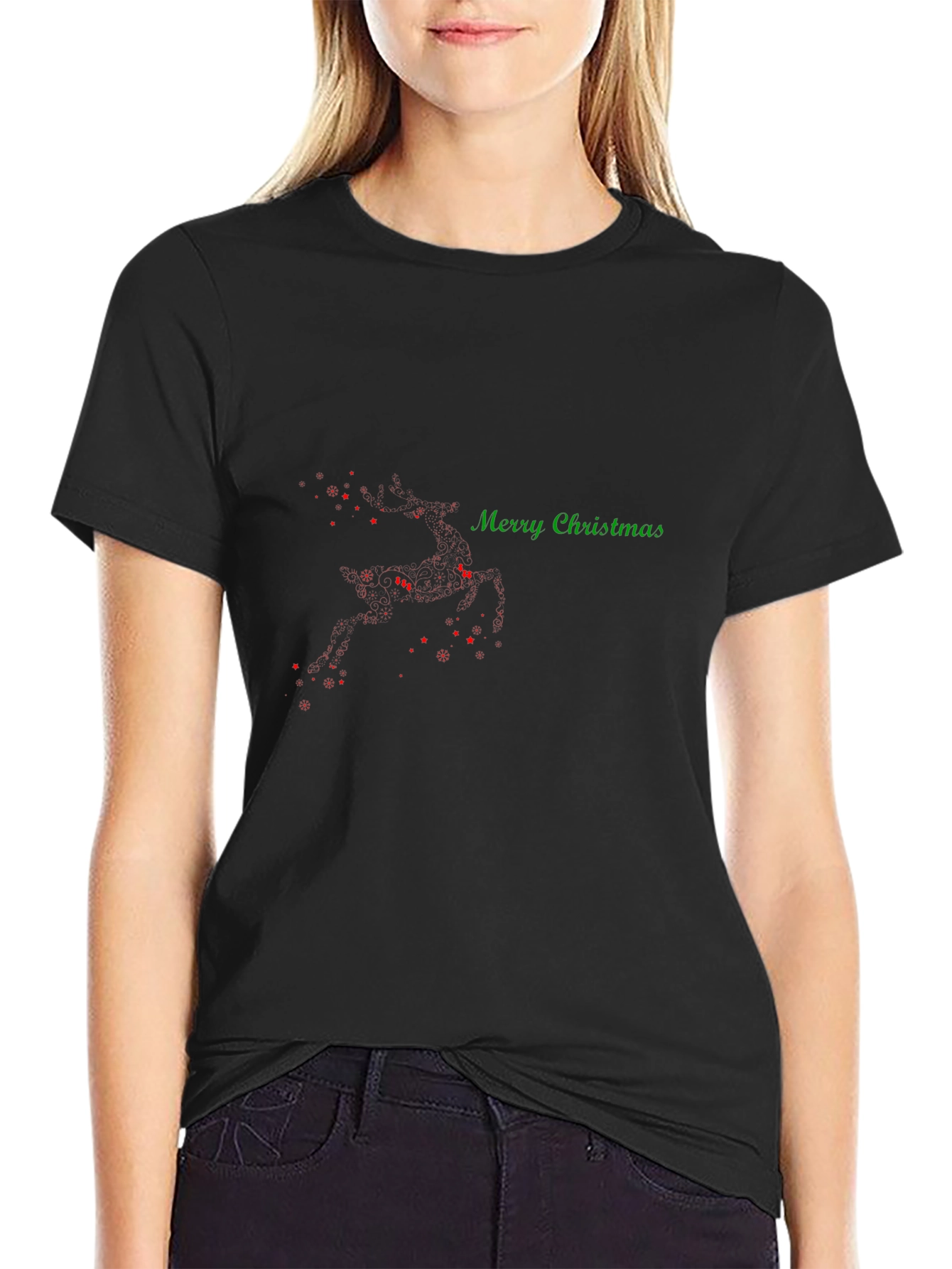 Merry Christmas Reindeer T-Shirt - Holiday Festive Wear