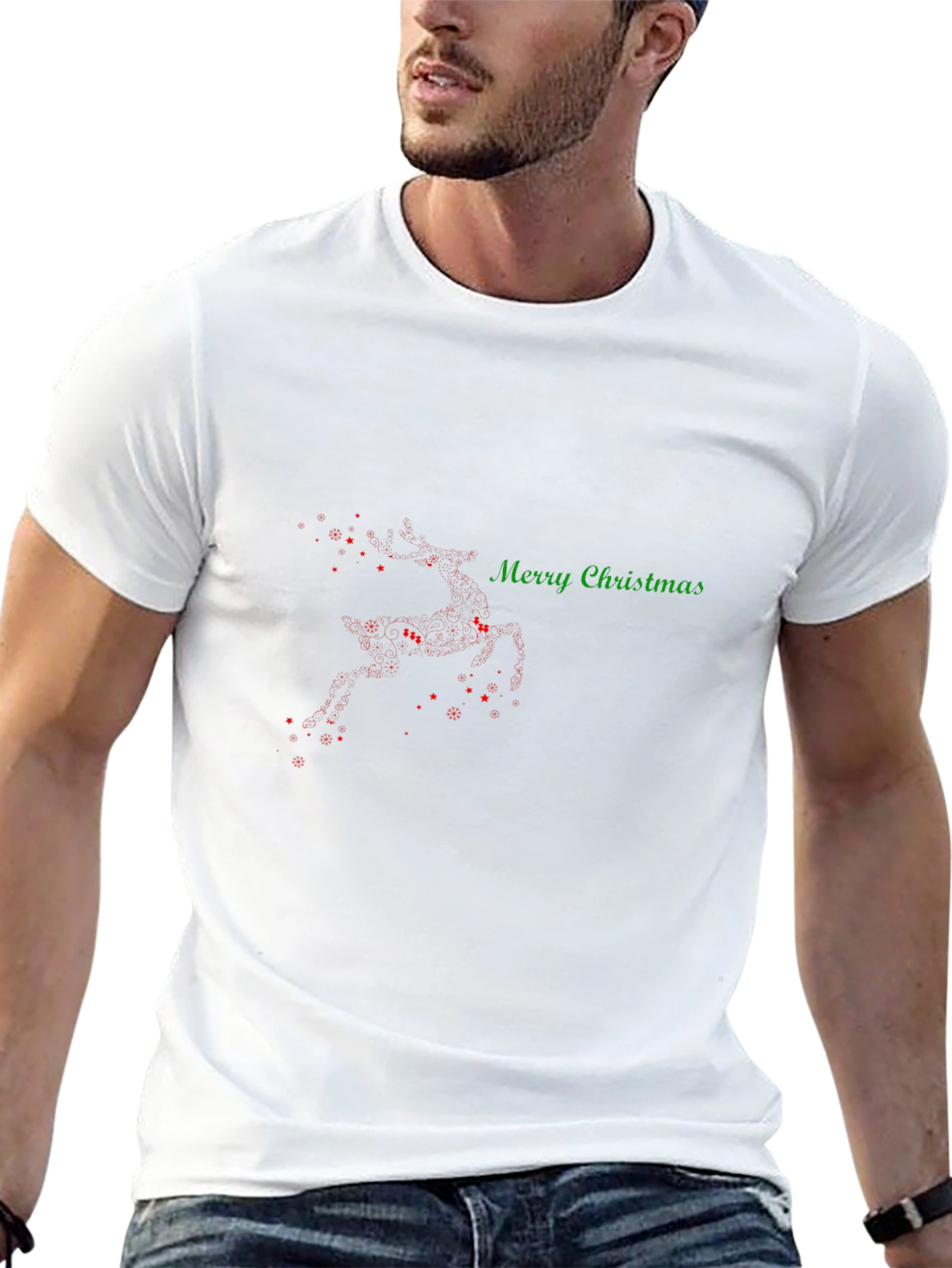 Merry Christmas Reindeer T-Shirt - Holiday Festive Wear