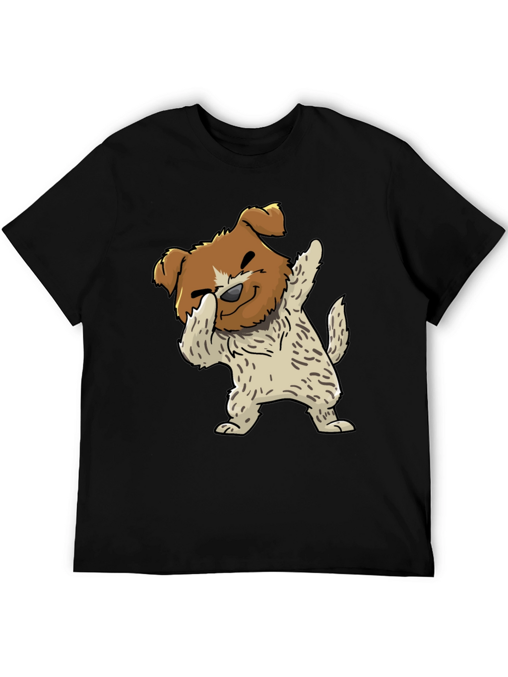 Dog Dabbing Graphic Tee - Black Cotton Blend